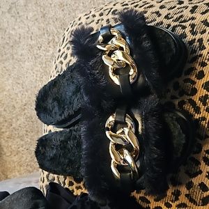 Faux Fur Slides .. BN